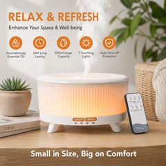 500ml Aromatherapy Essential Oil Diffuser White Ultrasonic Humidifier Remote Control 7 LED Mood Light 20 Hour Long Run Oil Diffuser