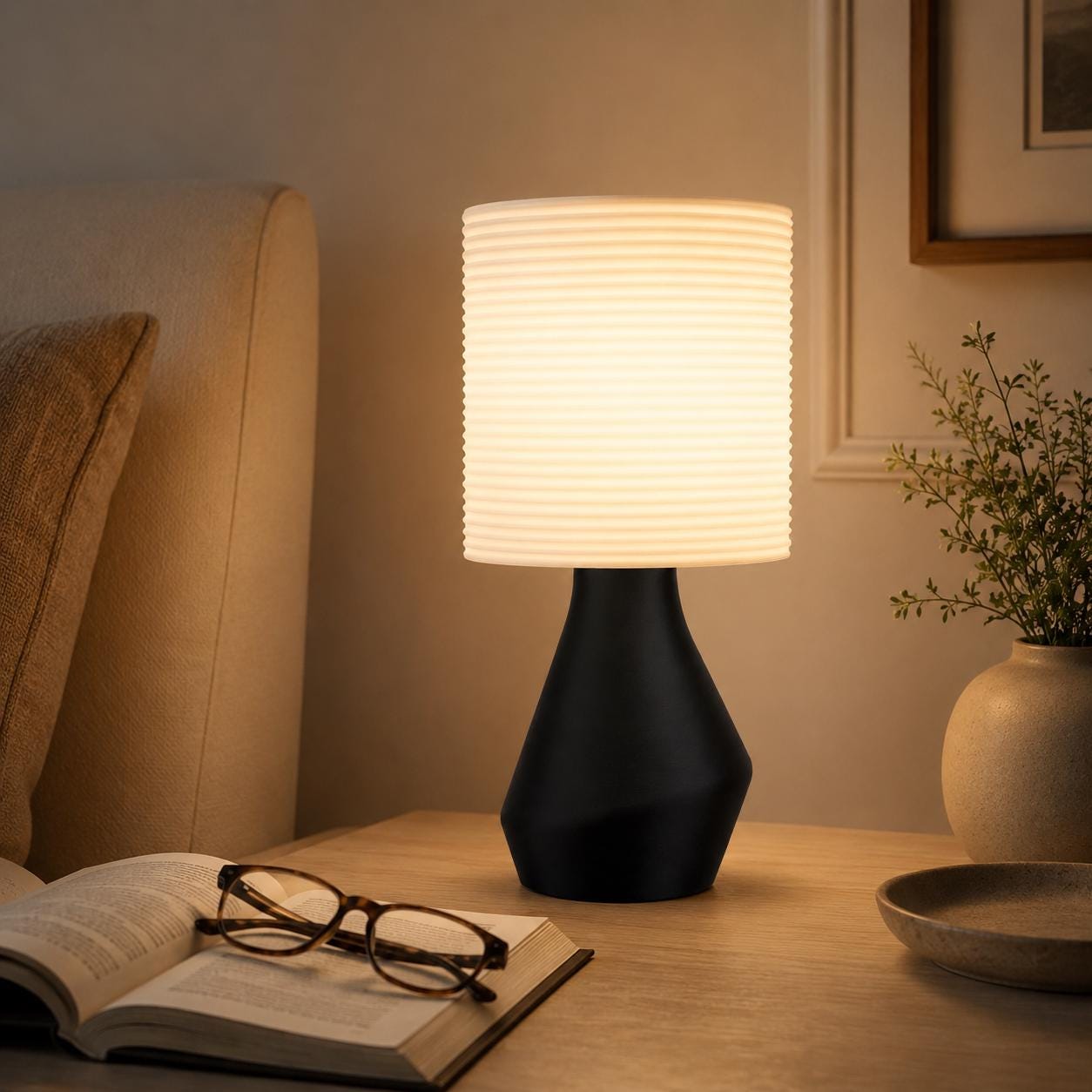 Tilt Table Lamp, Modern Bedside Lamp, 3D Printed Desk Lamp, Unique Nightstand Light, Minimalist Home Office Decor