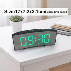 LED Digital Alarm Clock, Mirror Desk Clock, Temperature Display, Adjustable Brightness, 12/24 Hour
