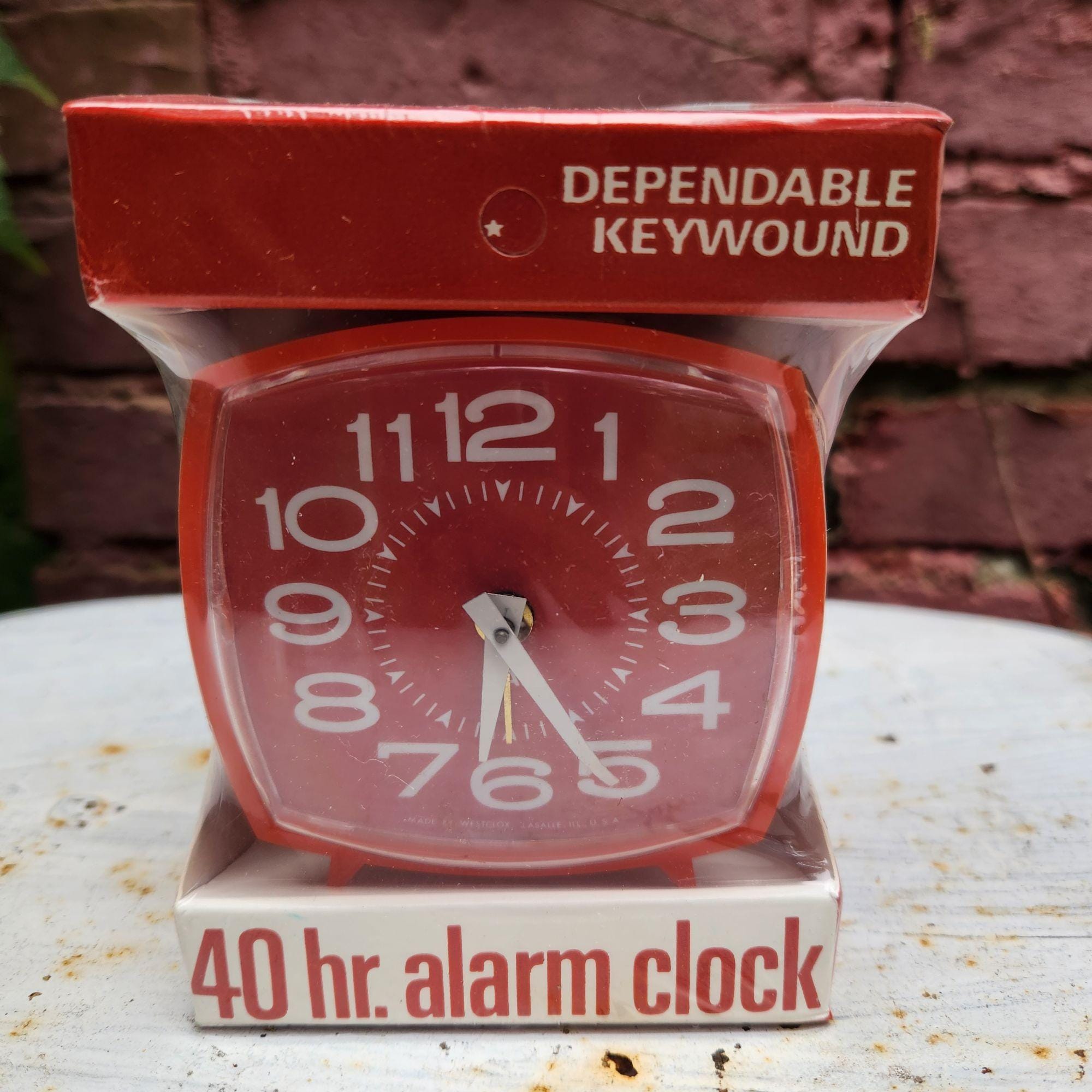 Red 3" Vintage Keywound 40-Hour Alarm Clock New Old Stock