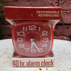 Red 3" Vintage Keywound 40-Hour Alarm Clock New Old Stock