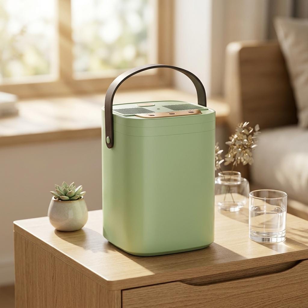 1.8L Portable Air Humidifier with 3 Mist Nozzles, Quiet USB Cool Mist Humidifier with Night Light for Bedroom Office