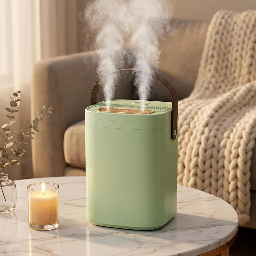 1.8L Portable Air Humidifier with 3 Mist Nozzles, Quiet USB Cool Mist Humidifier with Night Light for Bedroom Office