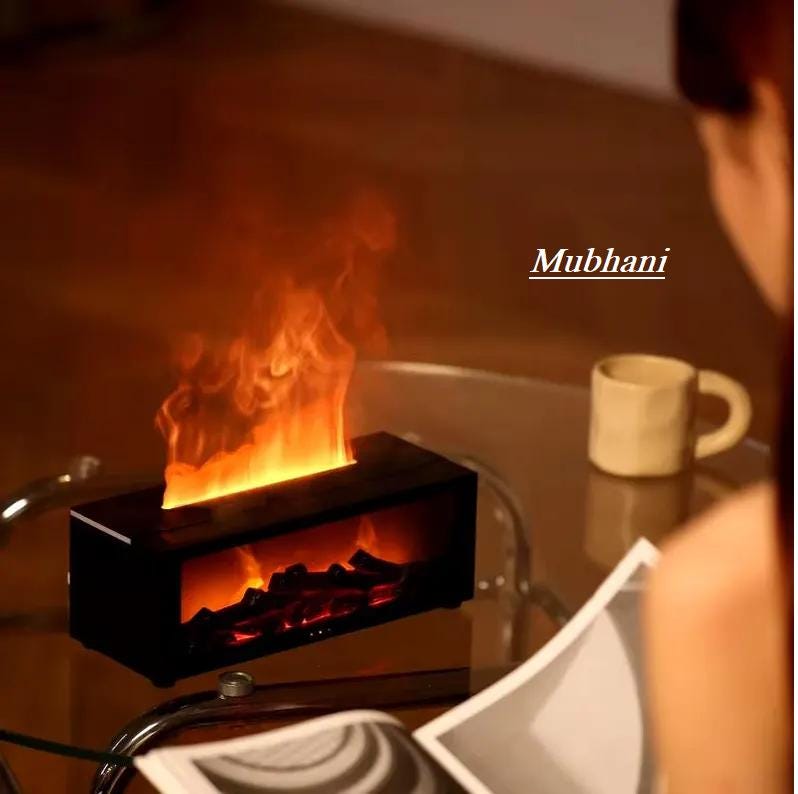 Simulation Fireplace Flame Humidifier with Remote Control, Colorful LED Light, Timer, Silent Aromatherapy Diffuser
