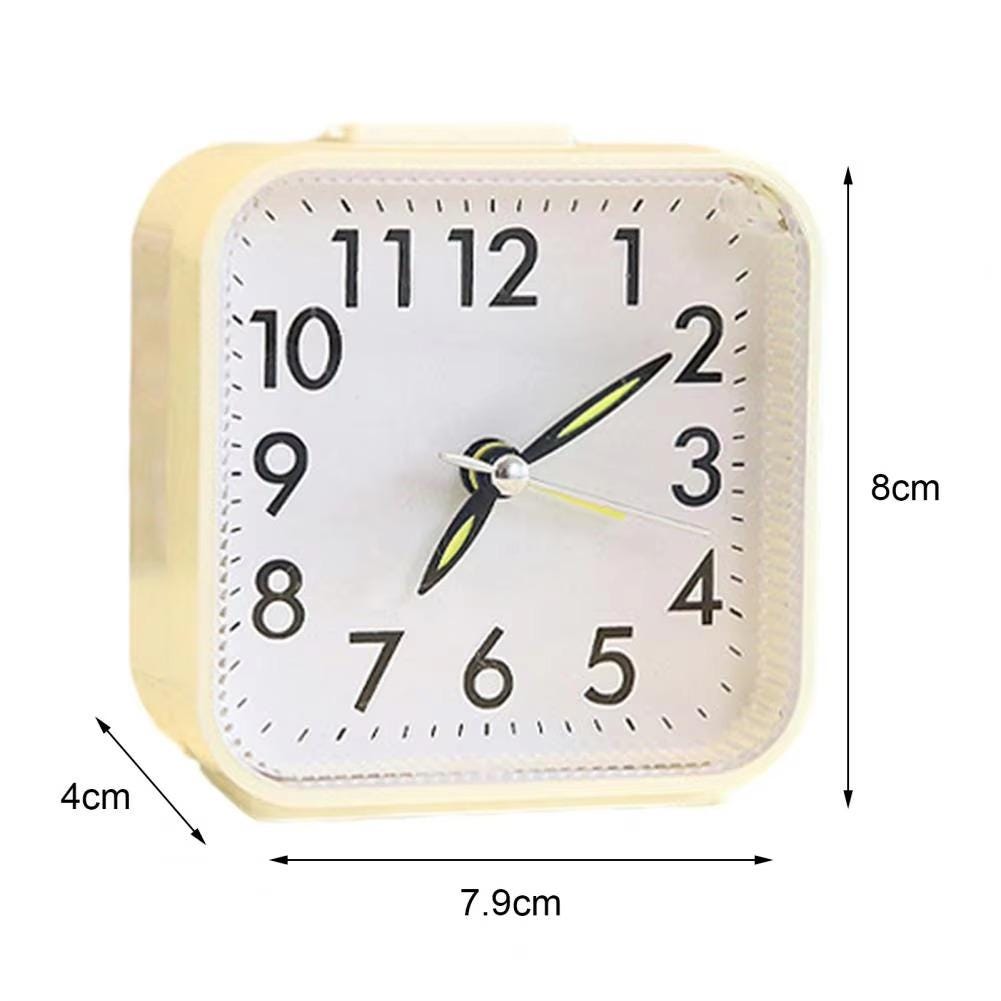 Silent Non Ticking Alarm Clock with Night Light, Battery Powered Square Bedside Clock, Large Number Travel Clock for Bedroom Desk Dorm