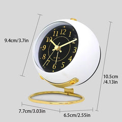 Silent 3.5 Inch Analog Alarm Clock with Night Light, Metal Desk Clock