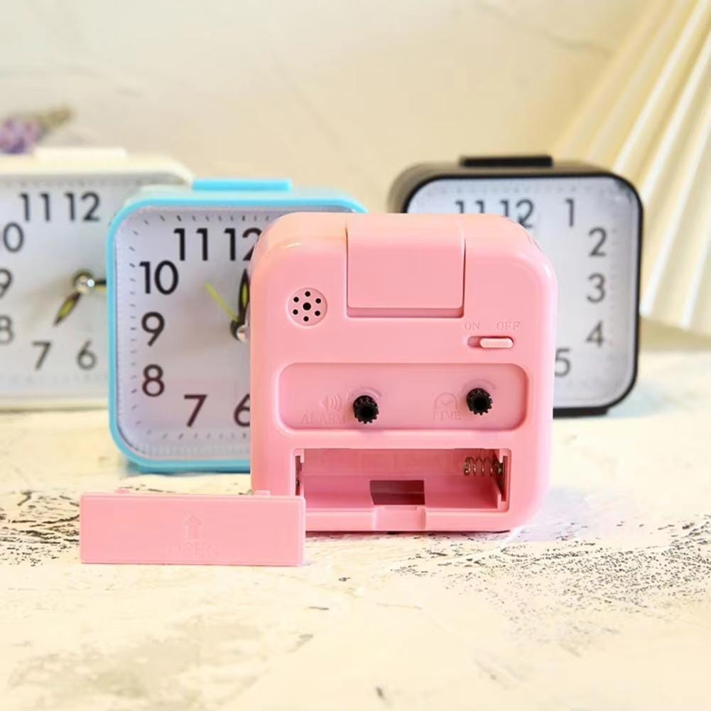 Silent Non Ticking Alarm Clock with Night Light, Battery Powered Square Bedside Clock, Large Number Travel Clock for Bedroom Desk Dorm