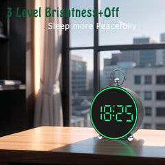 LED Digital Alarm Clock, USB Battery Powered Desk Wall Clock, Adjustable Brightness Snooze 12/24H Display