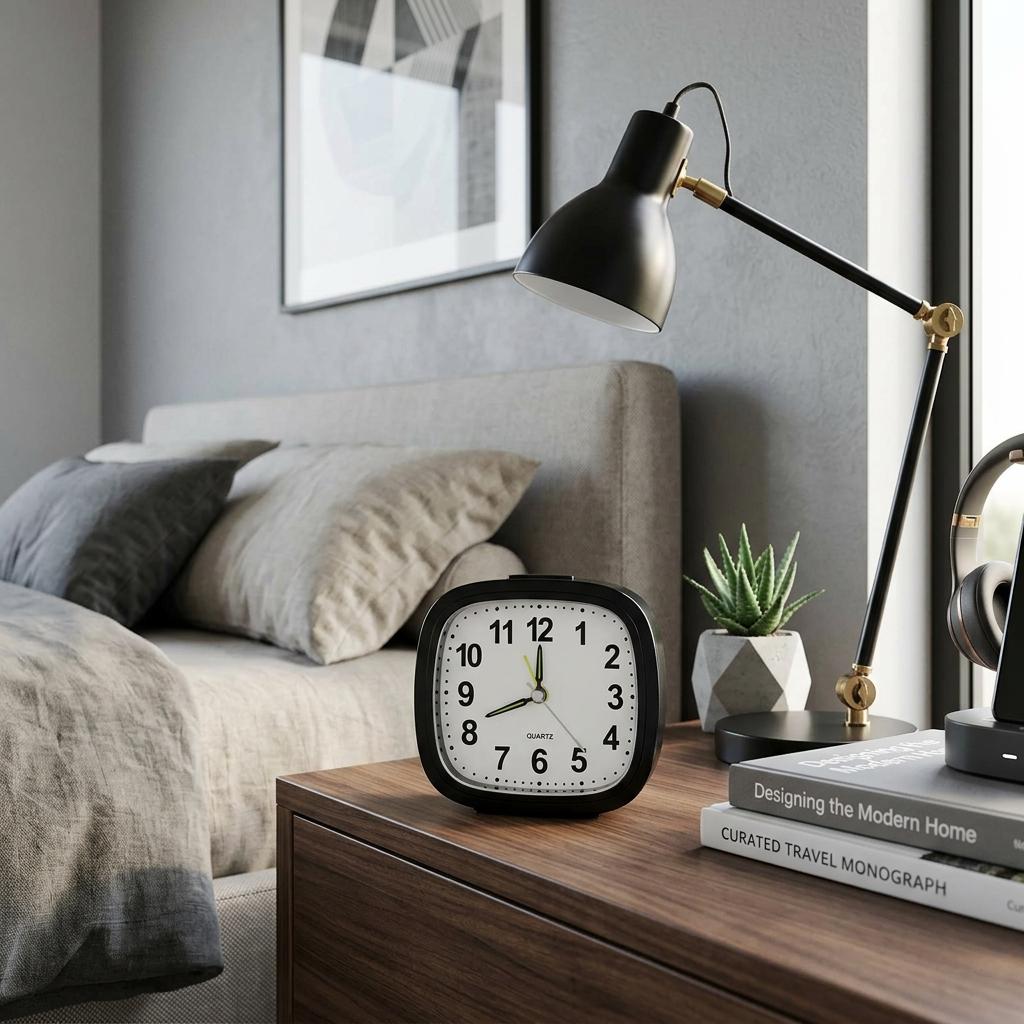 Silent Non Ticking Analog Alarm Clock with Snooze and Night Light, Battery Powered