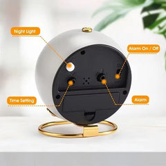 Silent 3.5 Inch Analog Alarm Clock with Night Light, Metal Desk Clock